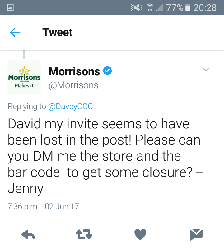 Morrison's responds trying to find him and replace the ketchup bottle.
