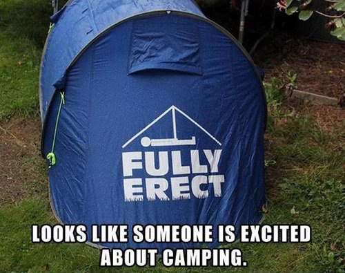funny camping memes - Fully Erect Looks Someone Is Excited About Camping.