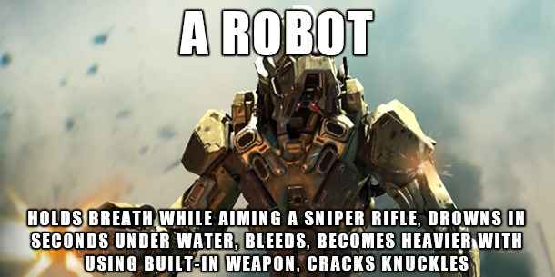 black ops 3 logic - A Robot Holds Breath While Aiming A Sniper Rifle, Drowns In Seconds Under Water, Bleeds, Becomes Heavier With Using BuiltIn Weapon, Cracks Knuckles