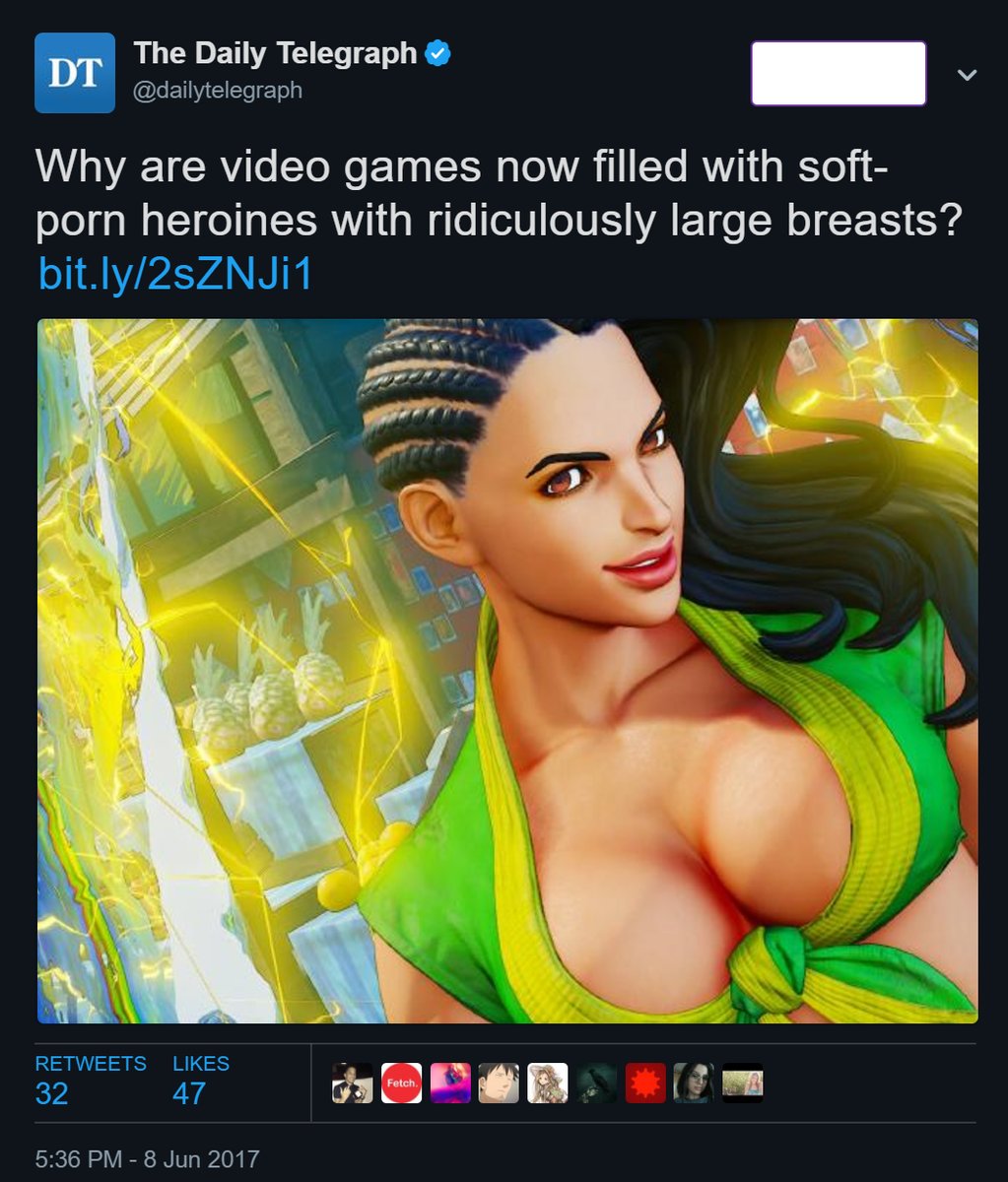 Tweet of someone complaining about the breast size of gaming characters that are female.