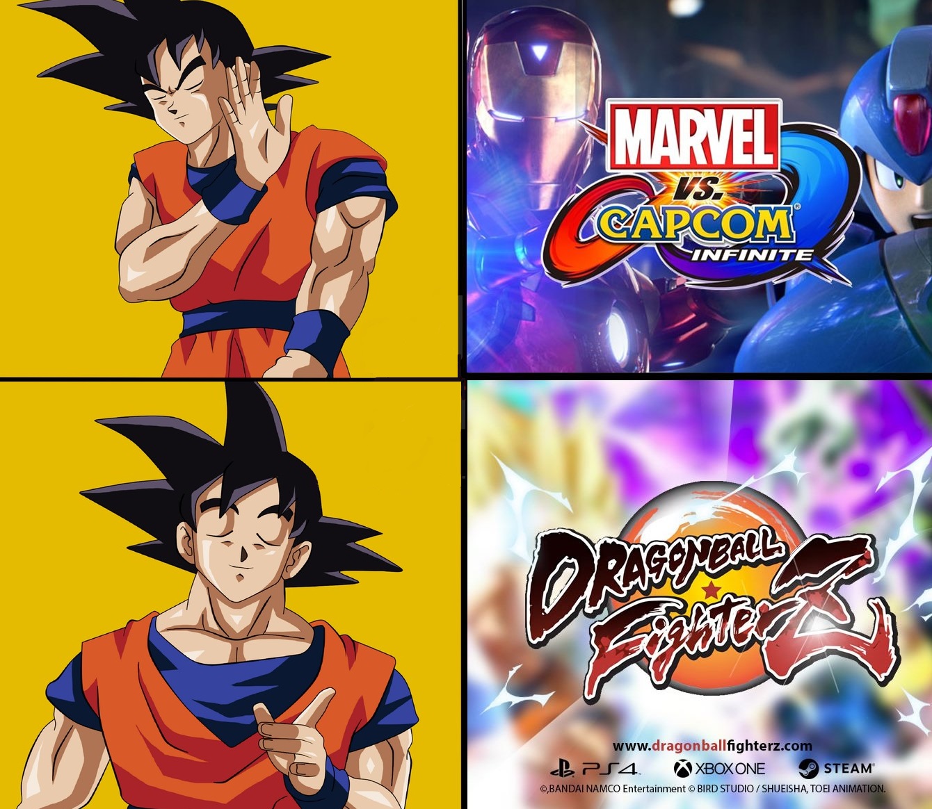 dbz fighters meme - Marvel Vs. Acapcom Infinite Gonball B PS4 Xbox One Steam O,Bandai Namco Entertainment @ Bird Studio Shueisha, Toei Animation.