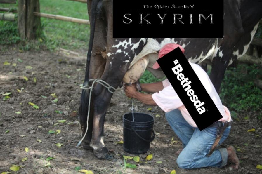 farmer milking cow - The Cider Scrolls V Skyrim "Bethesda