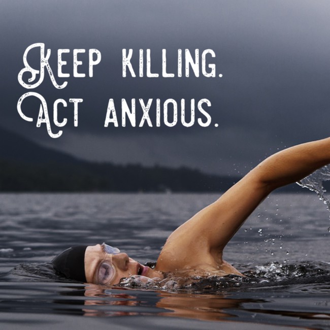 motivational quote men skinny dip lake
