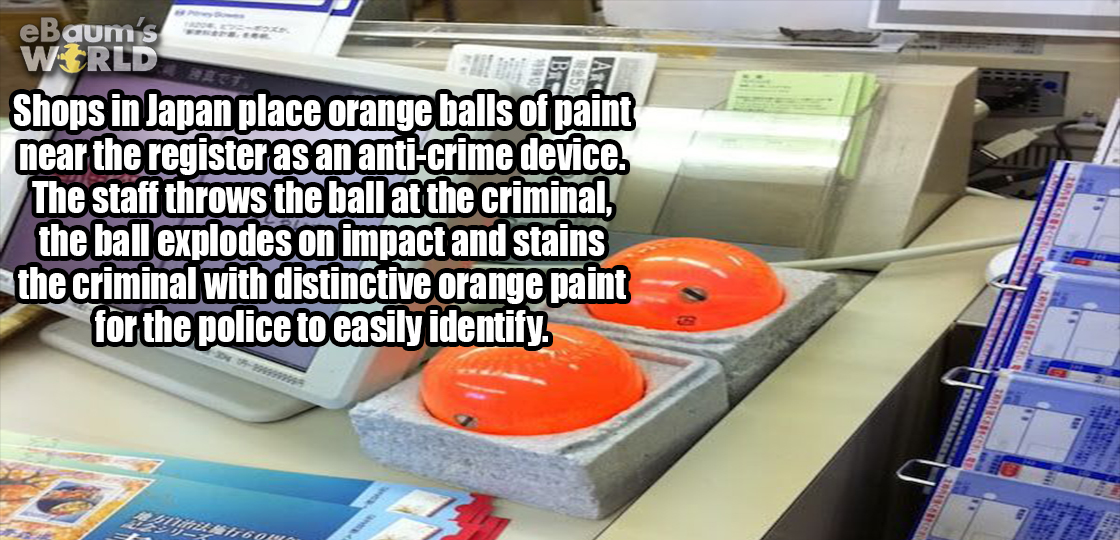 Fun fact about how in Japan, they have exploding ink balloons to throw at robbers so cops can easily find them later.