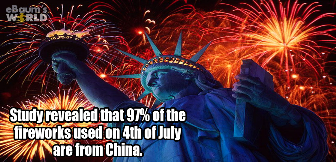 Fun fact about how studies reveal that 97% of 4th of July fireworks are from China