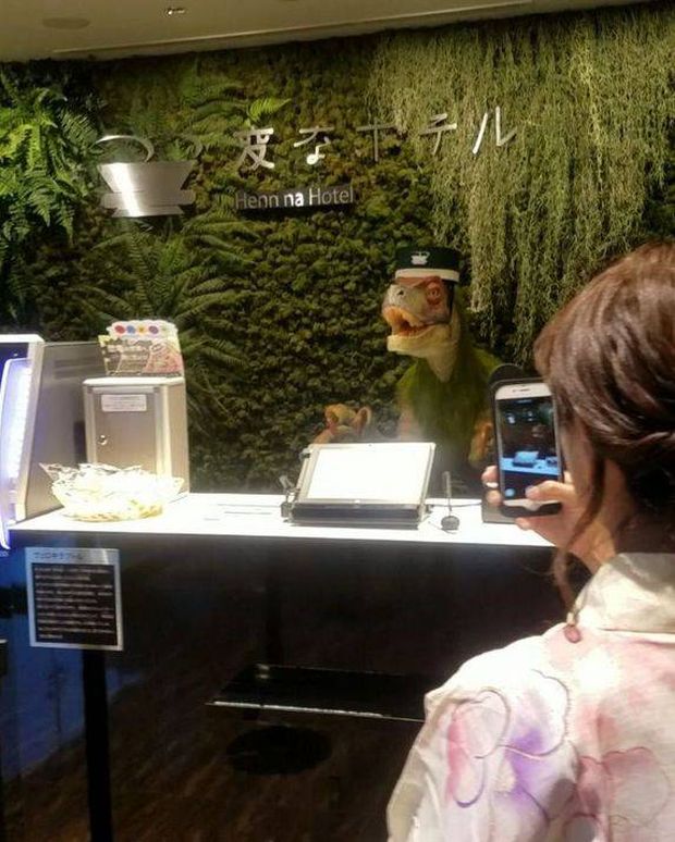 A hotel where a robot dinosaur will check you in.
