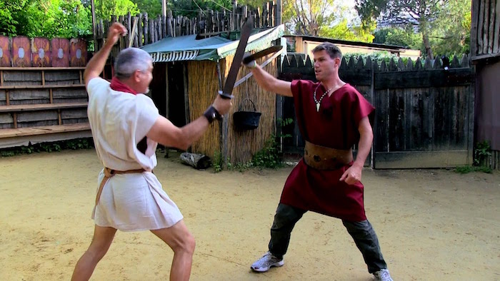 Gladiator school. It's in, no surprise, Rome and it teaches the gladiator business how it was during Ancient Rome times. No one dies, despise the courses being led by a man calling himself Nero.