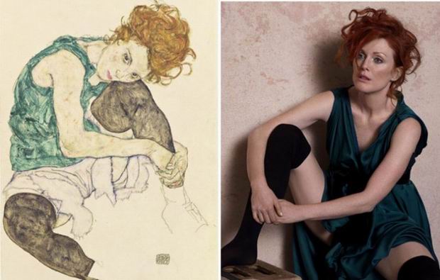 Seated Woman With Bent Knee by Egon Schiele.