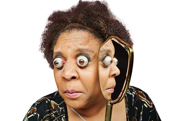Farthest eyeball pop. For almost thirty years, Kim Goodman has been able to pop her eyeballs out of her eye sockets. She discovered her unique talent after getting hit on the head with a hockey mask, which caused a slight eyeball protrusion. Now, her eyeballs pop out when she yawns, and she can pop them out on cue, which she has done on talk shows.