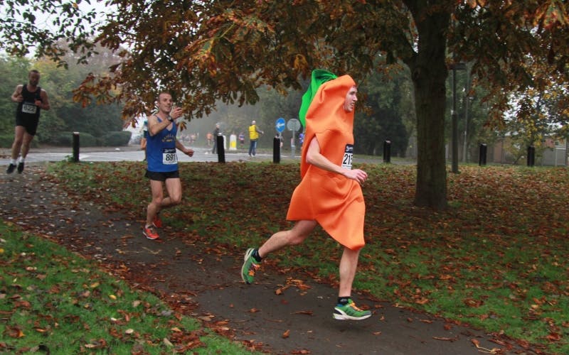 Fastest Marathon Dressed As A Vegetable. After completing the 26-mile course in a very respectable two hours, 59 minutes, and 33 seconds, 27-year-old Edward Lumley got himself much more than a medal and a complementary T-shirt. The Londoner became the fastest man to run a marathon dressed as a vegetable to raise money for Spinal Research, a charity dedicated to curing paralysis caused by a broken back or neck.
