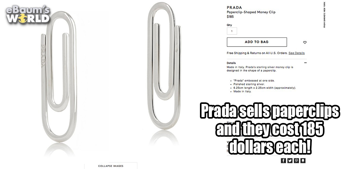 yu no guy - eBaum's World Prada PaperclipShaped Money Clip $185 From Barneys New York Qty Add To Bag Free Shipping & Returns on All U.S. Orders. See Details Prada Details Made in Italy, Prada's sterling silver money clip is designed in the shape of a pape