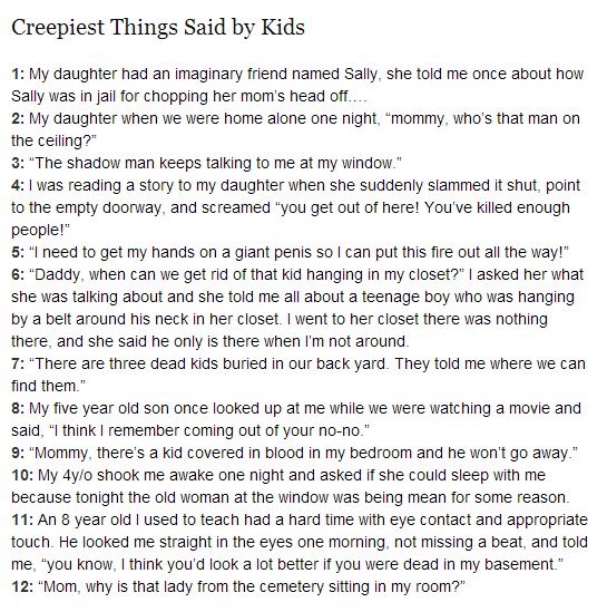 Top 10 Creepy Things Kids Said