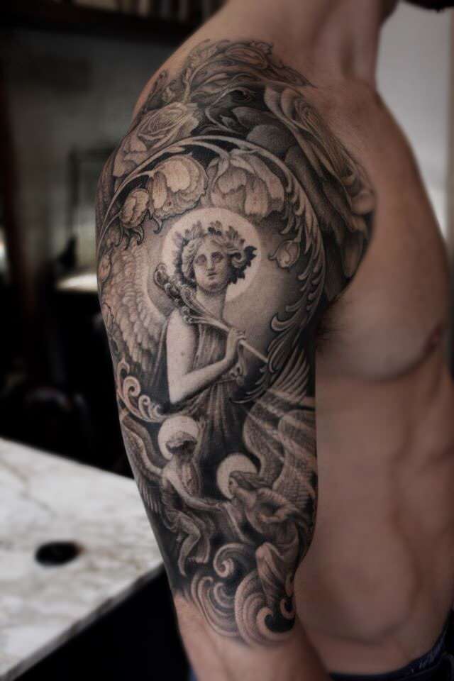 angels tattoo arm