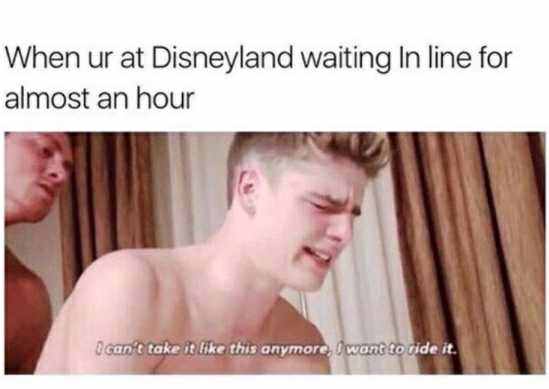 waiting in line meme - When ur at Disneyland waiting in line for almost an hour Ucan't take it this anymore, I want to ride it.