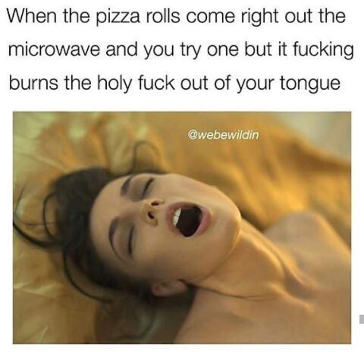 pizza roll porn meme - When the pizza rolls come right out the microwave and you try one but it fucking burns the holy fuck out of your tongue