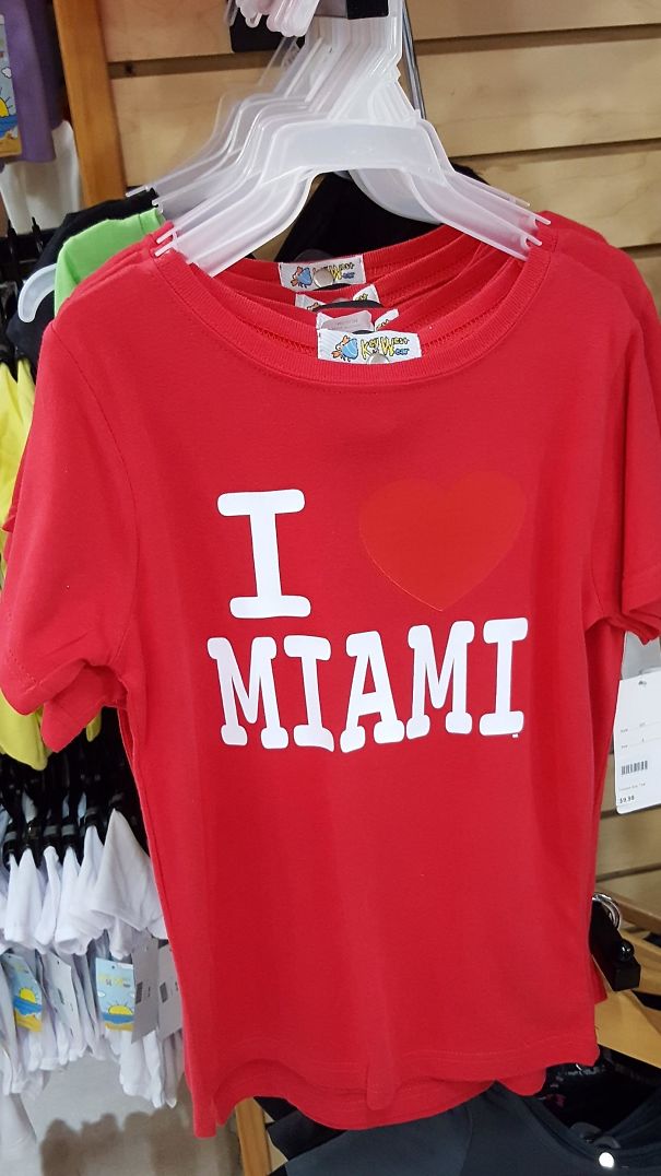 I HEART Miami shirt in which the heart is not visible much.