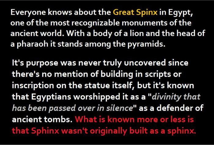 Interesting Theory That The Sphinx Isn't A Sphinx