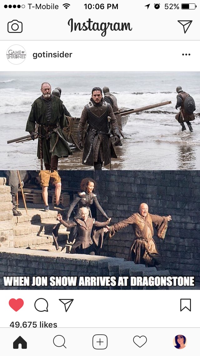 game of thrones boat sex - ..0 TMobile Instagram 10 52% D v Stado Es gotinsider When Jon Snow Arrives At Dragonstone Q 49.675