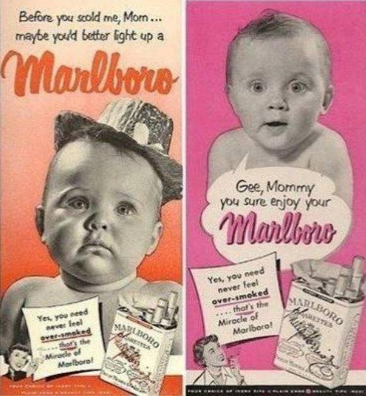 cigarette ads - Before you scold me, Mom... maybe youd better light up a Marlboro Gee, Mommy you sure enjoy your Marlboro Yes, you need never feel Oversmoked that the Miracle of Soro Yes, you need smoke Boilo Marlboro!