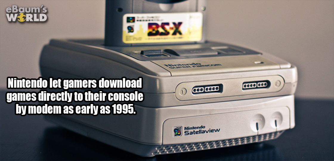 Satellaview - eBaum's World COCC00 000 Nintendo let gamers download games directly to their console by modem as early as 1995. Nintendo Satellaview