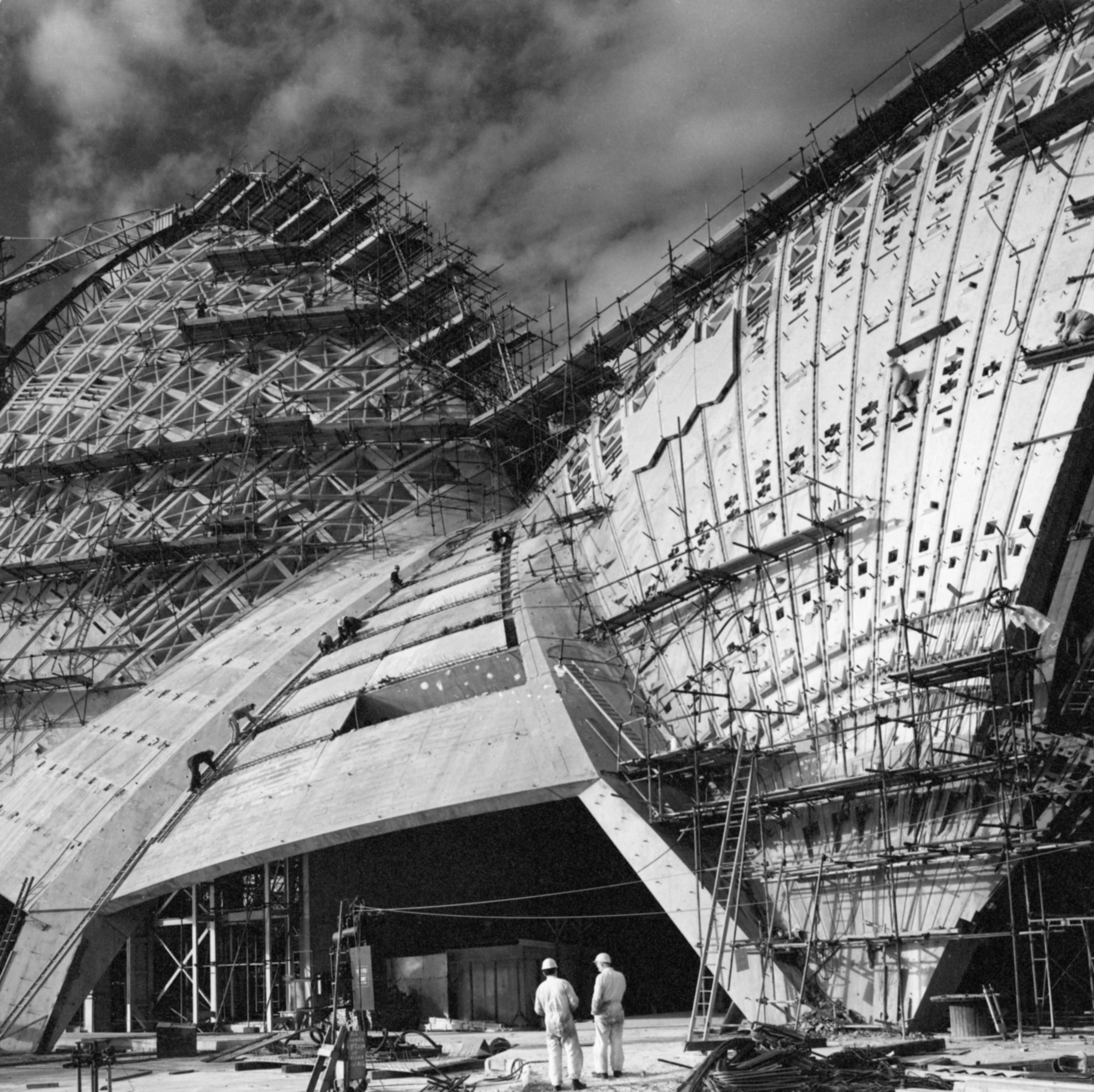 The famous Sydney Opera House under construction in Sydney, Australia in 1966. The project started in 1959, and wasn't fully completed for 14 years until 1973. The project ran so far over its budget and had such complications during all that time, that it overall ended up costing around $102 million, or after being adjusted for inflation, almost $1 billion today.