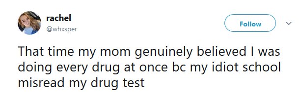 It was after Rachel was accused by her Mom to be on drugs, many drugs at once. How did that happen?