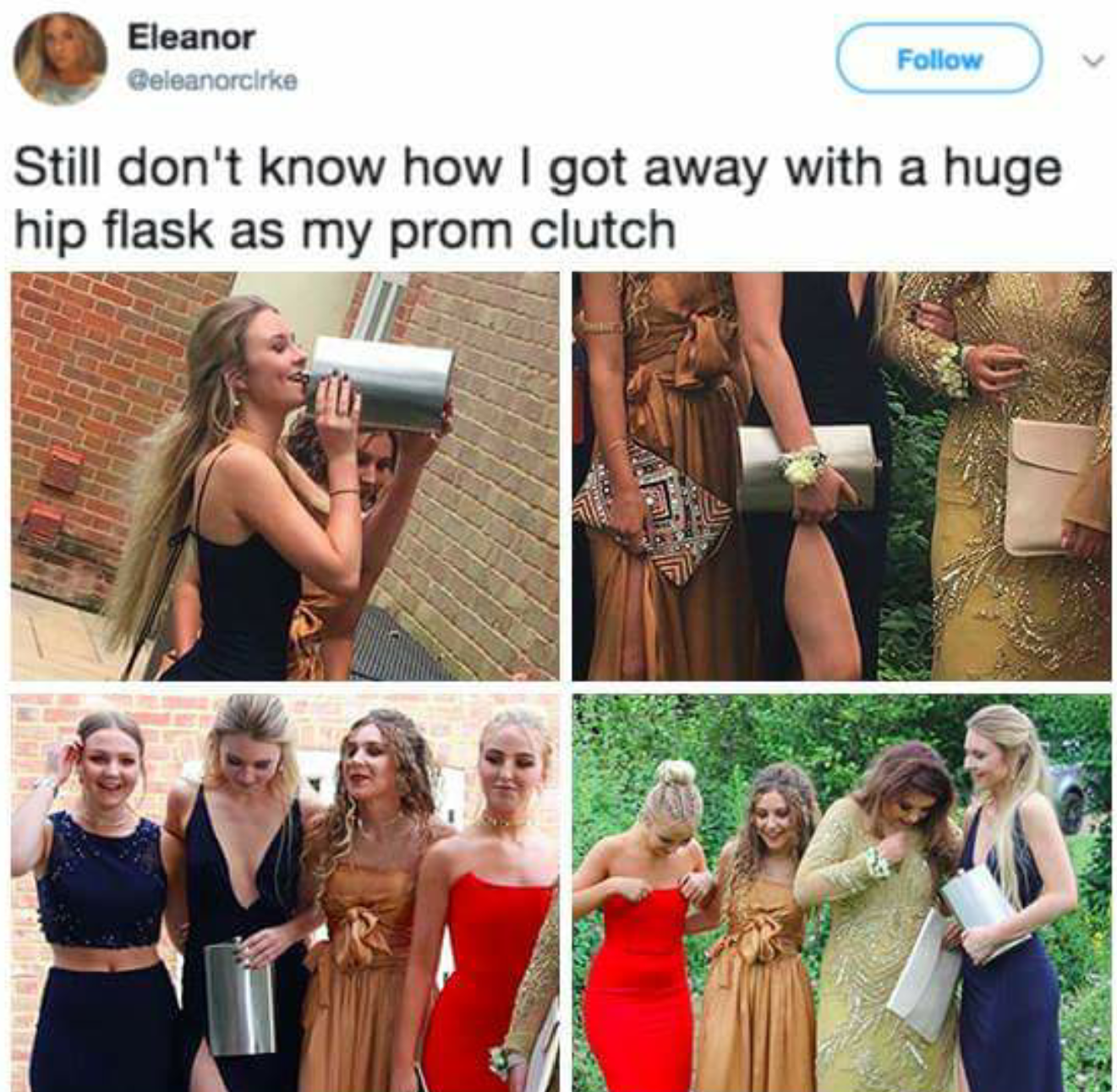 Prom clutch of huge hip flask and it is hard to notice