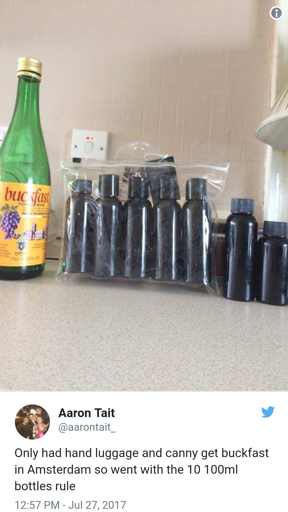 Alcohol in shampoo bottles.