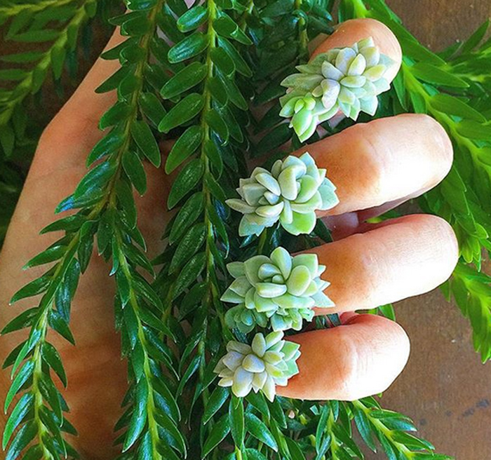 Natural nails. But not natural as "no changing what you naturally have" but adding flower and leaves to your hands.