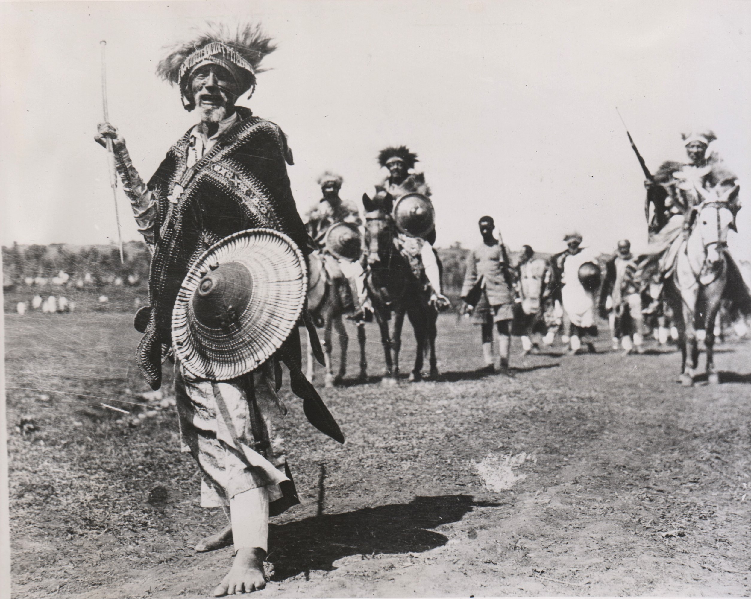 Ethiopian war chiefs do their battle dance as they march to combat the Italian invasion of Ethiopia in 1935. They did have guns though, not spears, and was said to maybe have some 80,000 soldiers, but were handily defeated by the Italians who had better weapons and armored vehicles. The Italians would conquer Ethiopia decisively a year after invading, and annex them to their control. The Italians were ruthless. They killed upwards of 7% of the Ethiopia's entire population during the brief war, as many as 800,000 people. The stayed oppressive, often mutilating men with castration and other nefarious acts during occupation right up through WWII before the final remnants of Italian forces were rooted out in 1943.