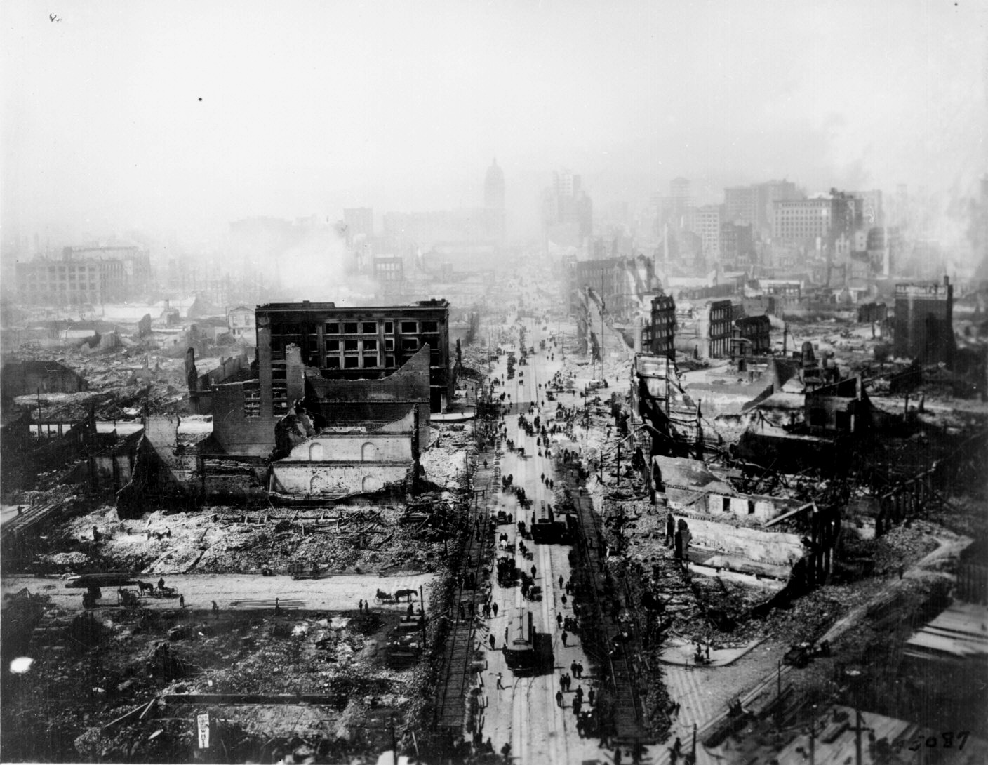 The big earthquake in San Francisco, US in 1906. A 7.8 magnitude quake hit the city, leveling much of it. Afterwards, uncontrollable fires consumed a lot of the rest of the city. Some 3,000 people died, with an unknown number hurt. Over 80% of the city was destroyed. Almost $400 million dollars worth of damage was caused (today that be almost $11 billion dollars). The city was rebuilt, and much of California sits on a fault line, just waiting for another massive earthquake that could again level cities.