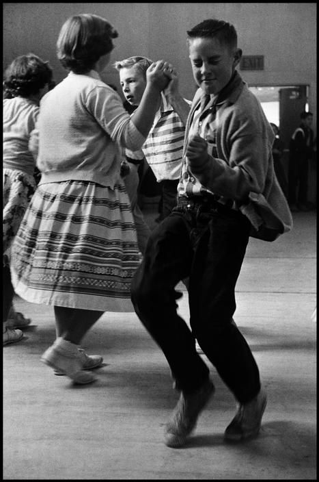 A young man is feeling the music during a middle school dance in Orinda, California, US in 1950.