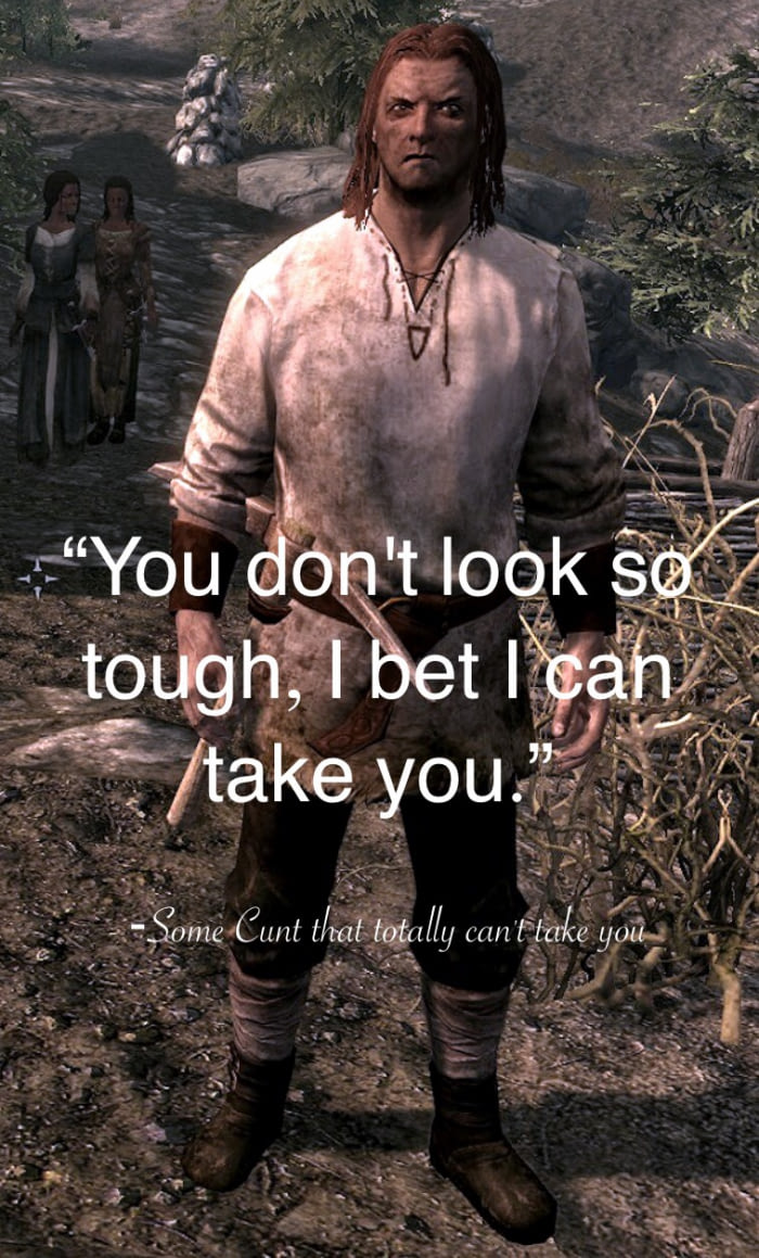 reddit skyrim - "You don't look so tough, I bet I can take you." Some Cunt that totally can't take you