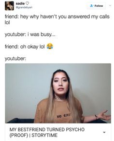 Youtuber meme of exaggerating friend being busy and bestie turning psycho