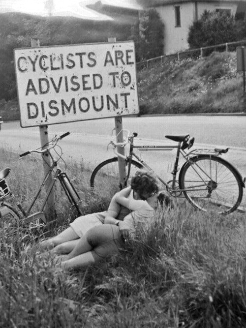 A couple adhere to a sign's suggestion somewhere in California, US in 1950.