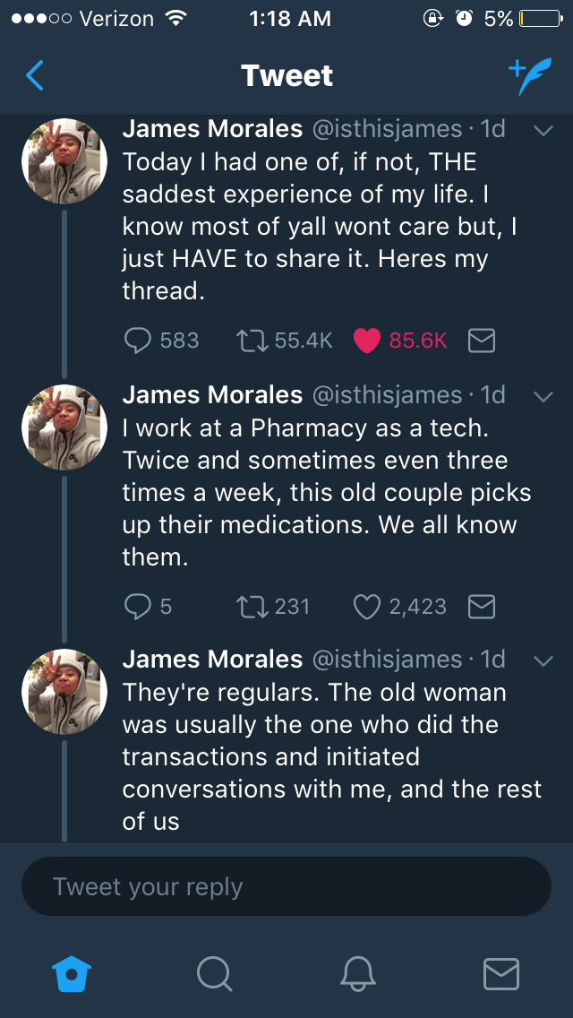 Pharmacist tweets pretty normal routine of this old couple that comes in every week or so for their medication
