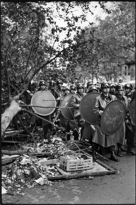 Continuing with the previous picture: French president Charles de Gaulle sent in armed riot police such as these to quell the unrest. It had the opposite effect. Full on clashes arose, with organized defenses like the above picture being created to prevent the police from securing areas. Charles de Gaulle even left the country briefly for fear of a full on revolution. Instead, he eliminated the national assembly that was responding with his authority against the unrest, and held new elections. These actions virtually ended the violence overnight. Funny thing, Charles de Gaulle's party won most of the elections handily and emerged even more powerful than before.