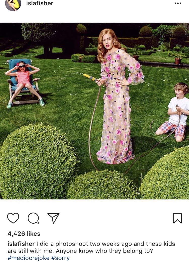 Isla Fisher making funny joke about the kids in this pic on her Instagram