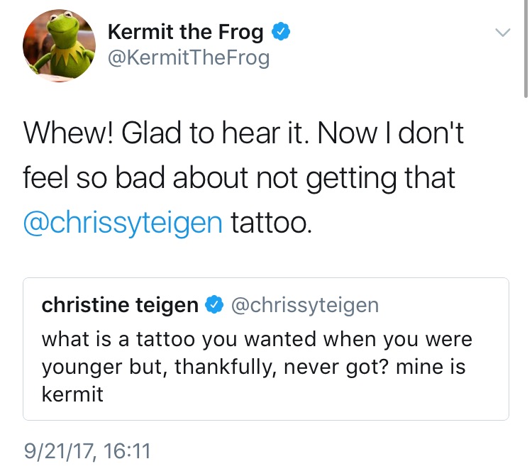 Chrissy Teigen Gets Publicly Rekt By Kermit The Frog