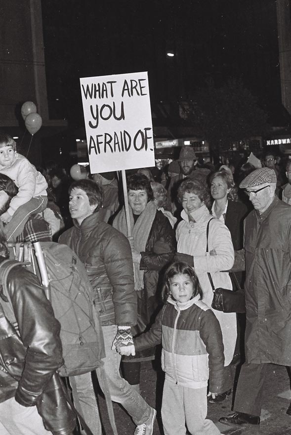 People walk in support of a Homosexual Law Reform in Wellington, New Zealand in 1986. Several thousand attended the peaceful marches. Eventually, New Zealand would become one of the first countries in the world to fully legalize gay marriage.