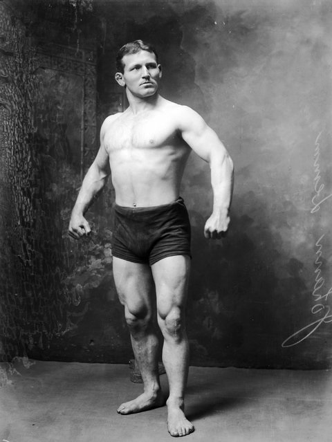 German wrestler Johann Lemm posing in 1908.
