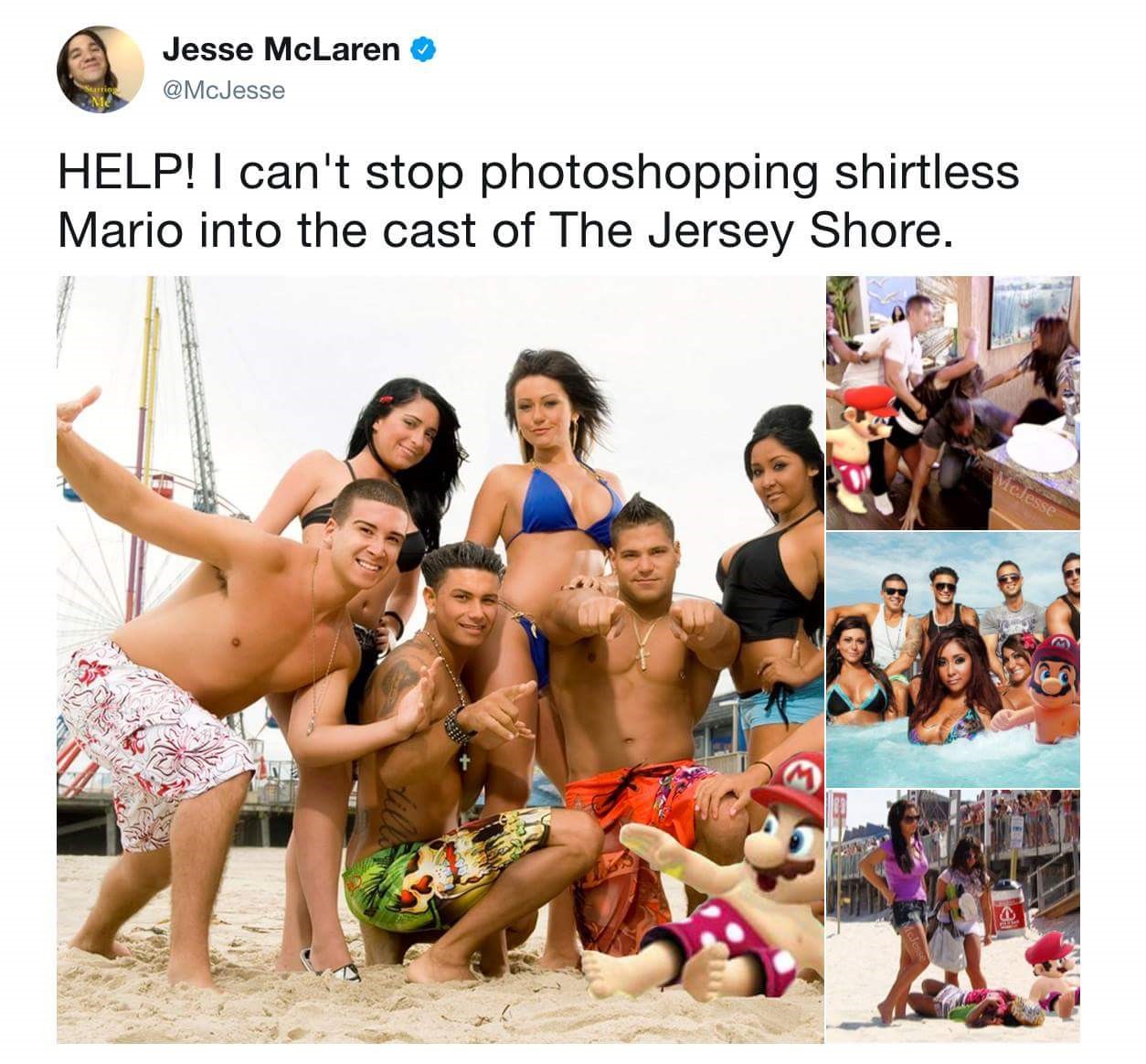 long island jersey shore - Jesse McLaren Bution Help! I can't stop photoshopping shirtless Mario into the cast of The Jersey Shore.