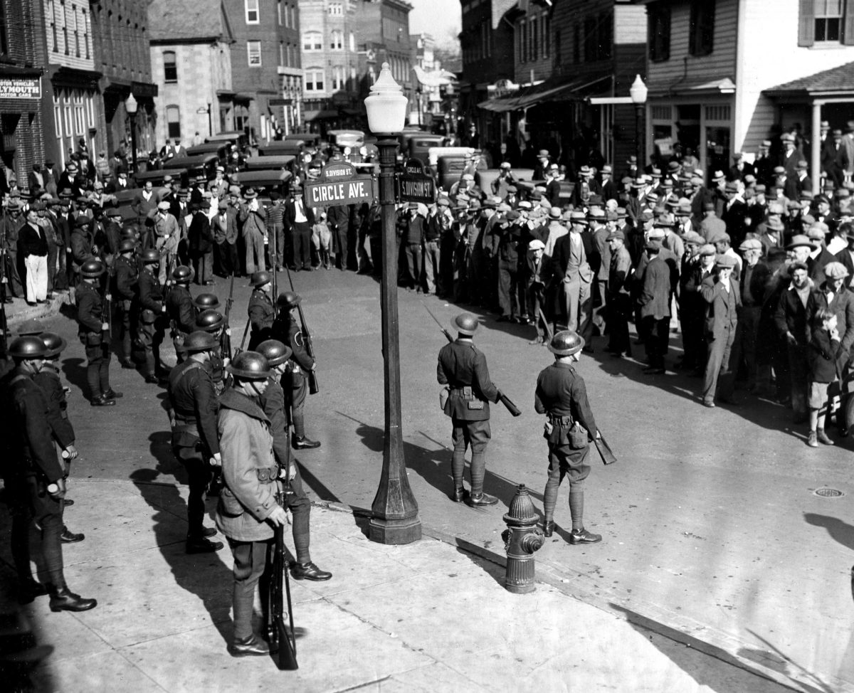 State Troopers keep a crowd in check in Salisbury, Maryland, US in 1933. The troopers were sent by Gov. Albert Ritchie to arrest suspects in a lynching of a black man that occurred in the previous month. The Lynching of blacks without due process in the area had risen in previous years, and the Governor intended to put a stop to it. However, the troopers were met by large crowds of white people who actually threatened the troopers, throwing rocks and some were said to be armed with clubs and bats. After initial clashes, the troopers used tear gas to repulse them. Most Americans always attribute the heavy racism and specifically lynchings solely to former slave states deep in the South of the US, but sadly, this is simply not true.