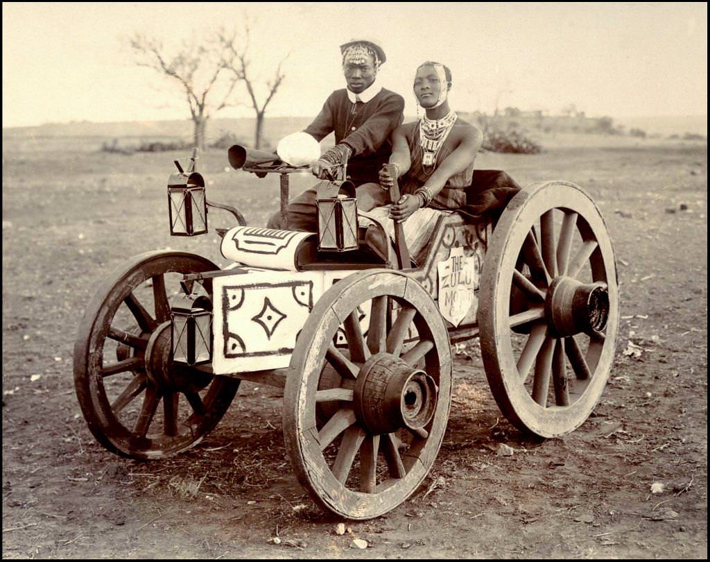 Here is another picture from that genre. This is a picture of a Zulu couple in a Zulu Motor Cab in 1903.