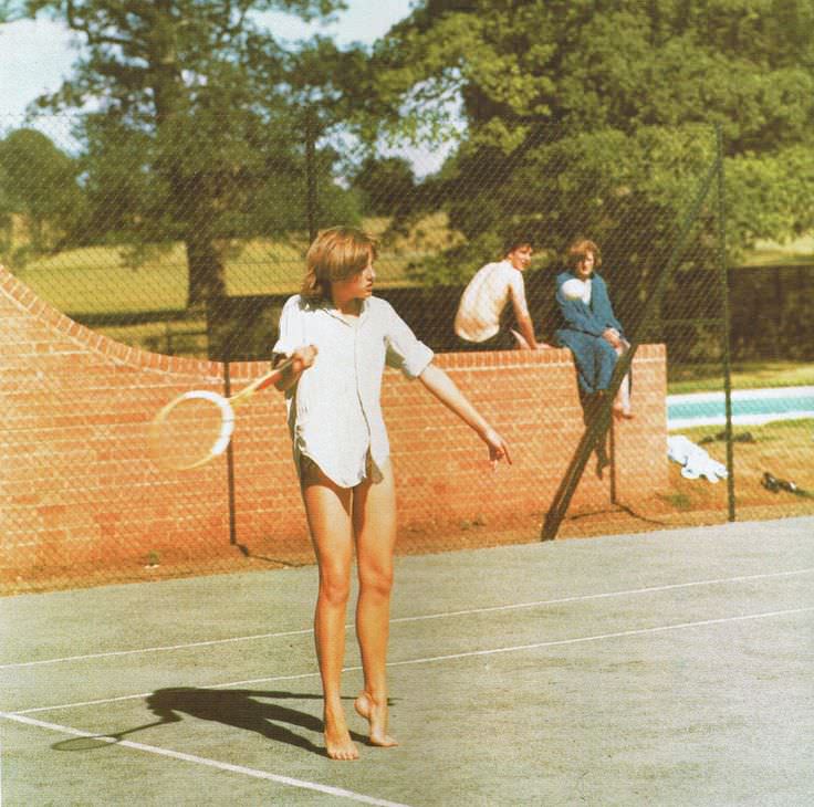 Princess Diana playing tennis as a teenager in 1976.