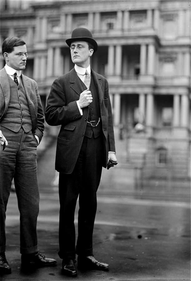 Franklin Delano Roosevelt with a friend, 1913.