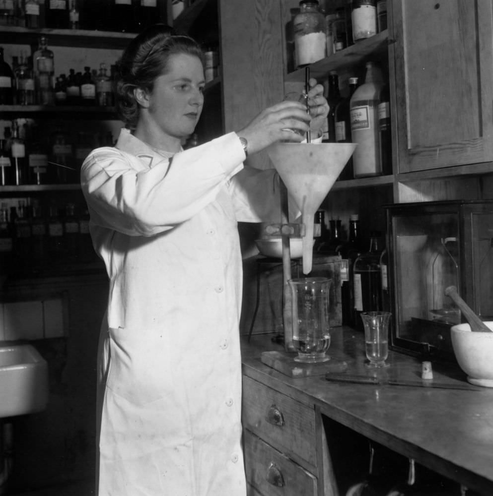 Margaret Thatcher as a chemist in the 1940's.