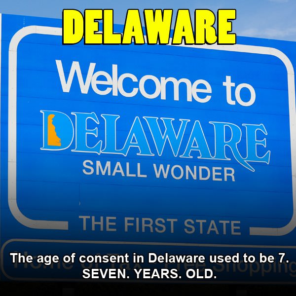 delaware sucks meme - Delaware Welcome to Delaware Small Wonder The First State The age of consent in Delaware used to be 7. Seven. Years. Old.