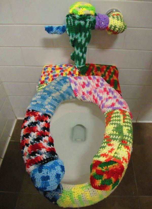 crochet toilet seat cover