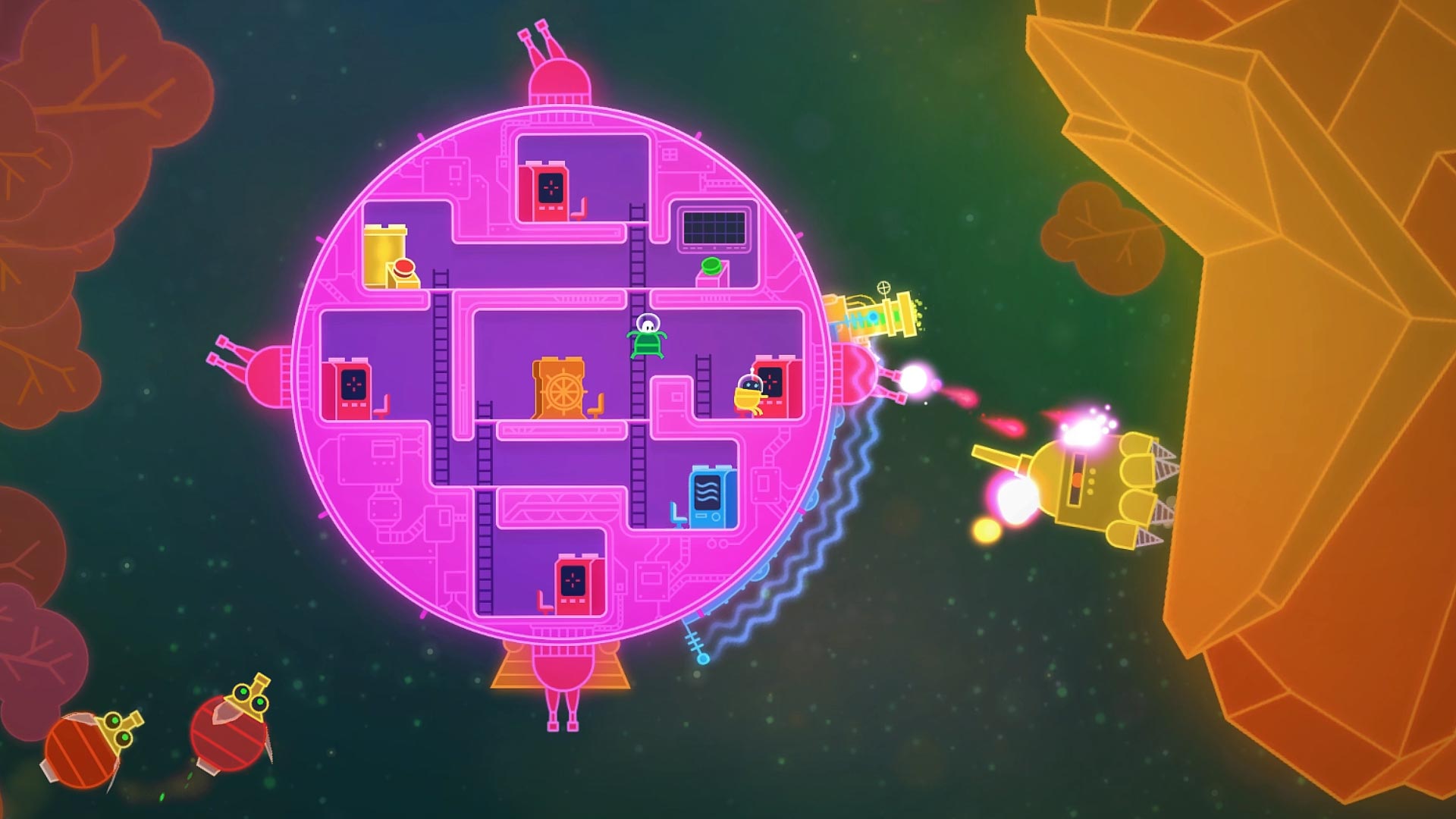 Lovers in a Dangerous Spacetime. Or as my girlfriend calls it “the pew pew spaceship game”. She loves it.

Also Diablo 3. We have a blast playing that, too.